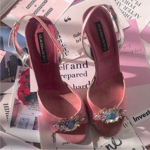 Slingback open toe rhinestone detail